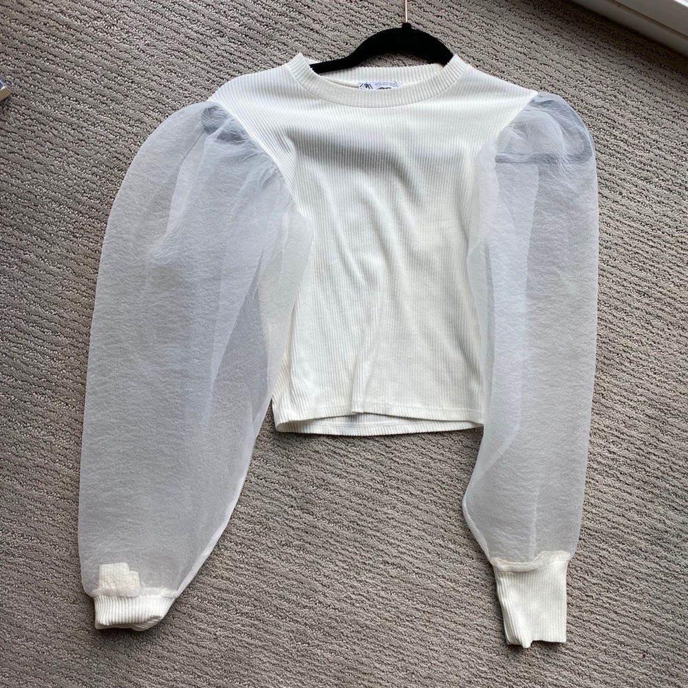 Zara 2020 sweater with organza sleeves
